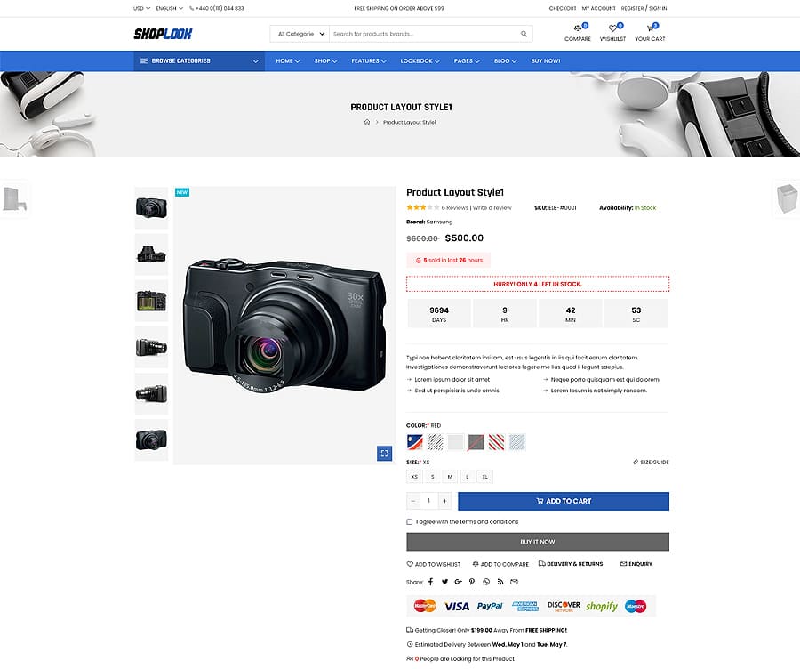 Product page Layout 1